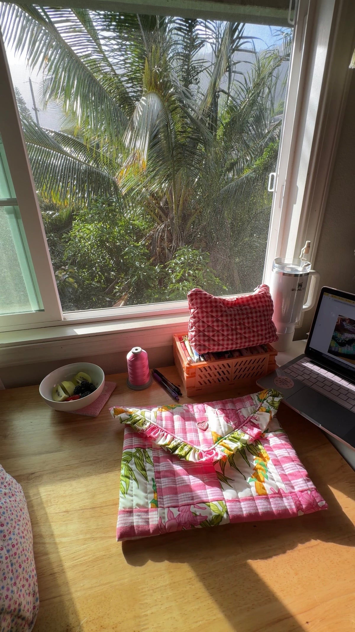 PINK PUAKENIKENI RUFFLE LAPTOP SLEEVE