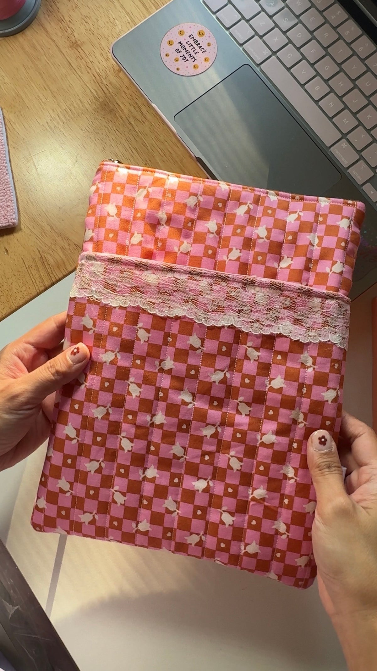 PINK CHECKERED WITH POCKET SLEEVE