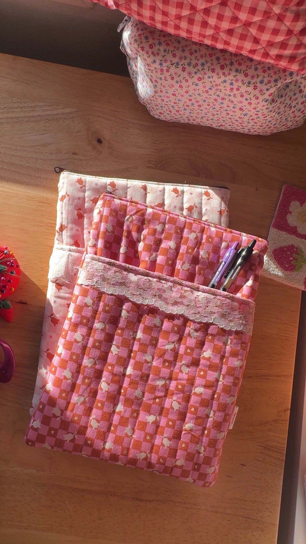 PINK CHECKERED WITH POCKET SLEEVE